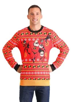 Adult Incredibles Red Ugly Christmas Sweater -Costumes Sales Store adult incredibles red ugly christmas sweater 2