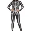 Metallic Silver Skeleton Costume For Adults -Costumes Sales Store adult metallic silver skeleton costume