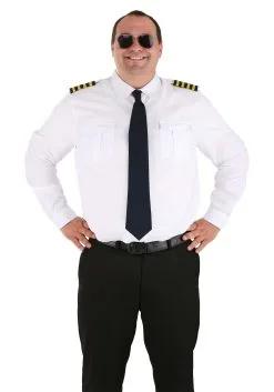 Men's Plus Size Pilot Costume Shirt -Costumes Sales Store adult plus size pilot costume shirt alt 1