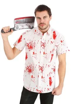 Adult Bloody Haunted Halloween Button Up Shirt