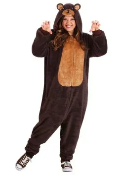 Plus Size Brown Bear Jumpsuit Costume -Costumes Sales Store brown bear plus size onesie 2