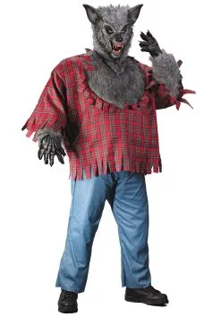 Gray Plus Size Werewolf Men's Costume