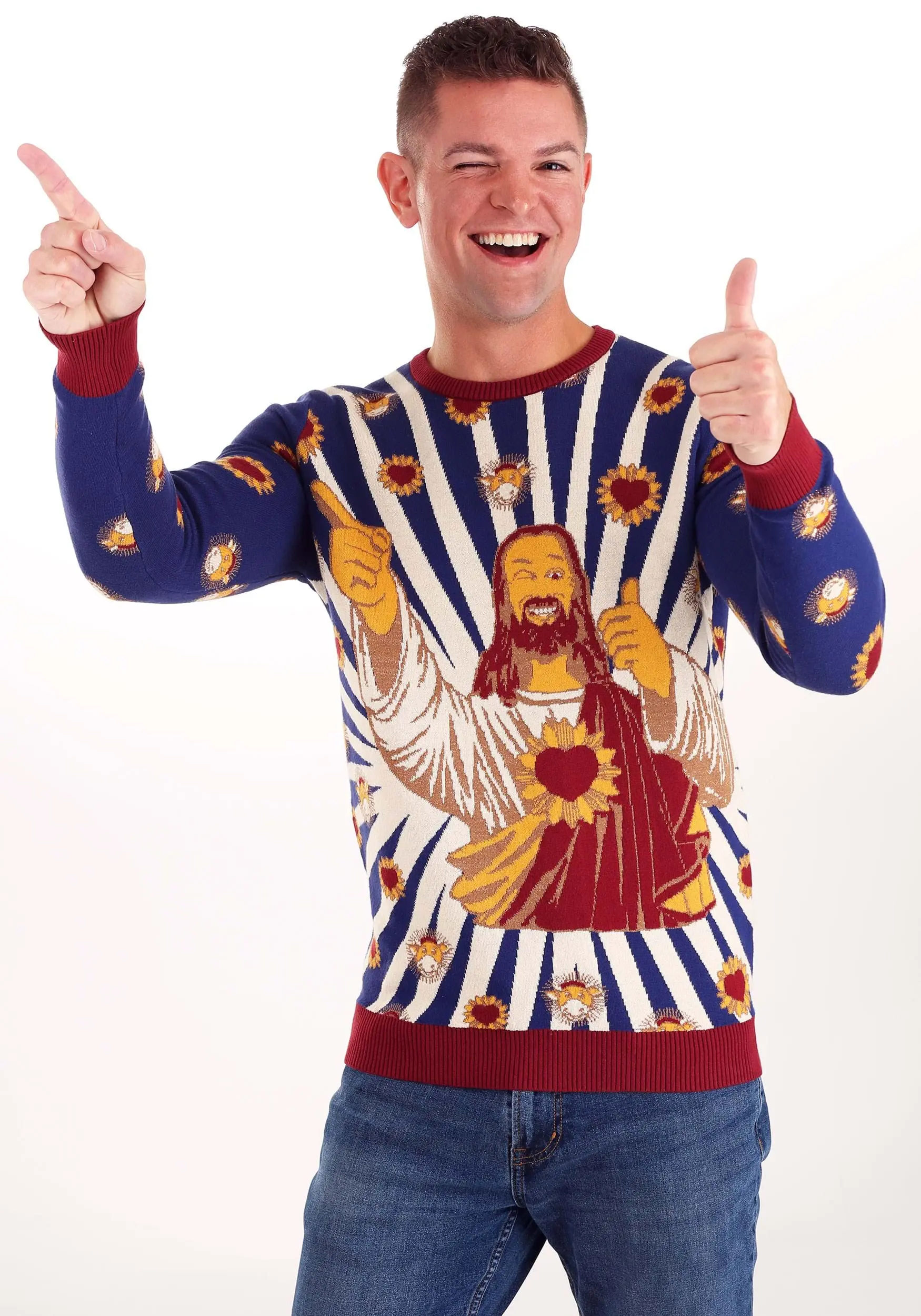 Jay And Silent Bob Buddy Christ Jesus Ugly Christmas Sweater 4 Jay And Silent Bob Buddy Christ Jesus Ugly Christmas Sweater - Image 2