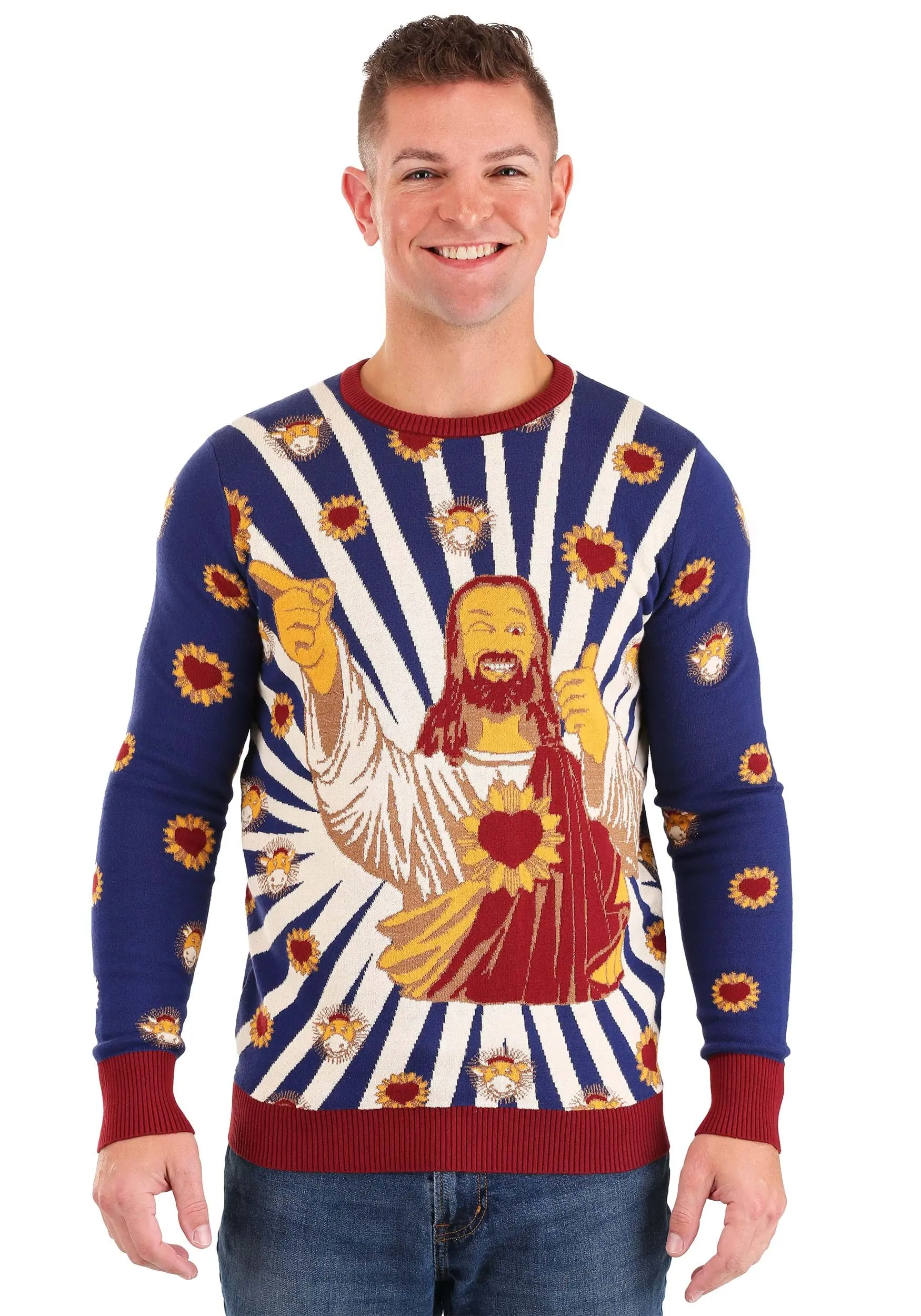Jay And Silent Bob Buddy Christ Jesus Ugly Christmas Sweater 3 Jay And Silent Bob Buddy Christ Jesus Ugly Christmas Sweater