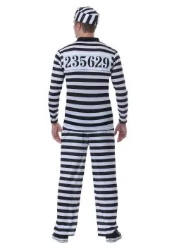 Plus Size Deluxe Button Down Jailbird Men's Costume -Costumes Sales Store mens plus size jailbird costume2