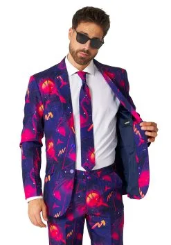 Suitmeister Retro Neon Navy Suit For Men -Costumes Sales Store mens suitmeister retro neon navy suit alt 3