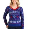 New York Giants Women's Light Up V-Neck Bluetooth Ugly Christmas Sweater -Costumes Sales Store new york giants womens light up v neck bluetooth sweater