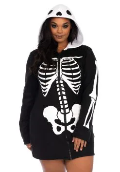 Ladies Plus Size Cozy Skeleton Costume