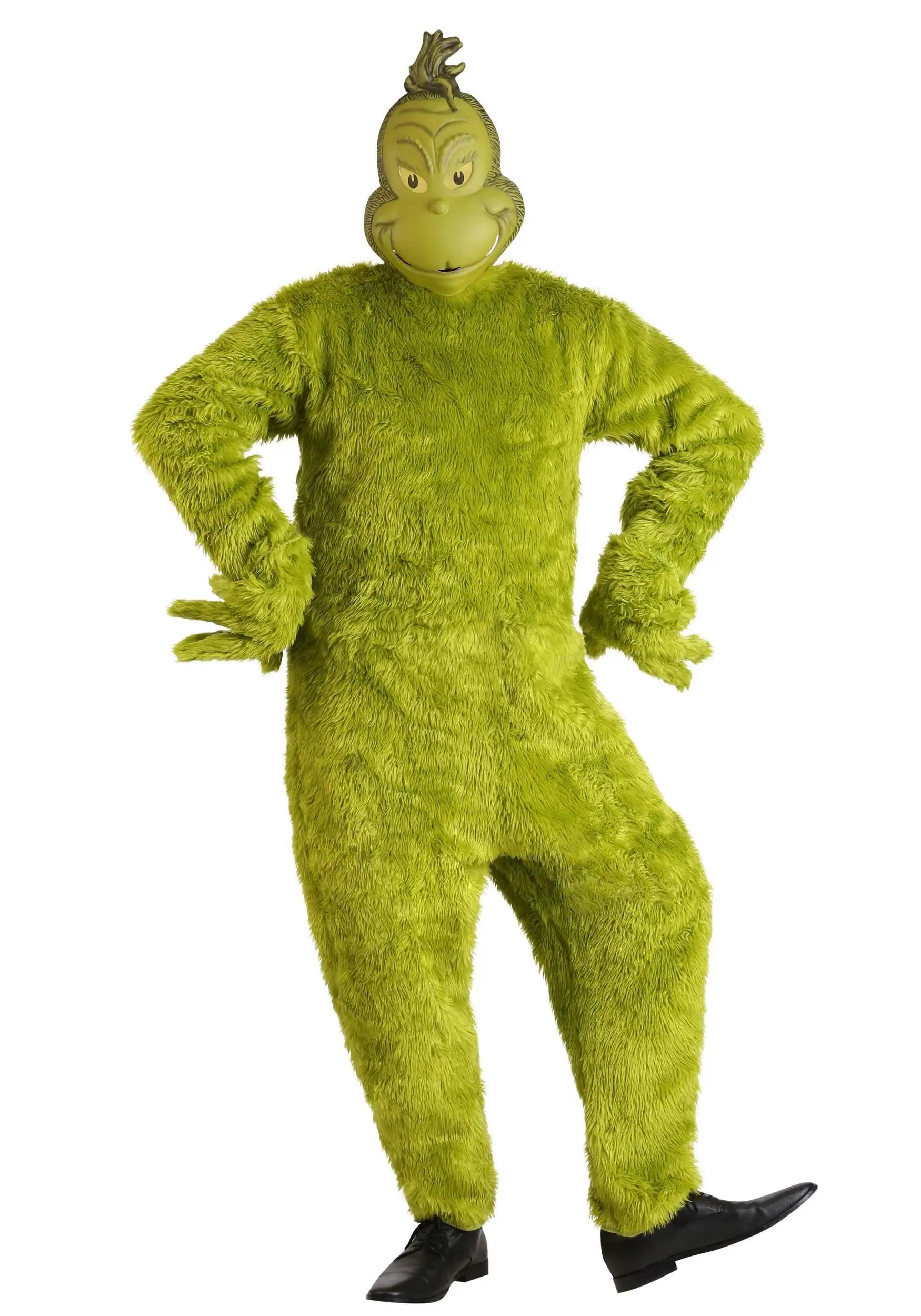 Adult The Grinch Plus Size Santa Deluxe Jumpsuit With Mask 6 Adult The Grinch Plus Size Santa Deluxe Jumpsuit With Mask - Image 4
