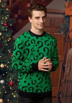 The Riddler Adult Christmas Sweater -Costumes Sales Store the riddler ugly christmas sweater alt 9