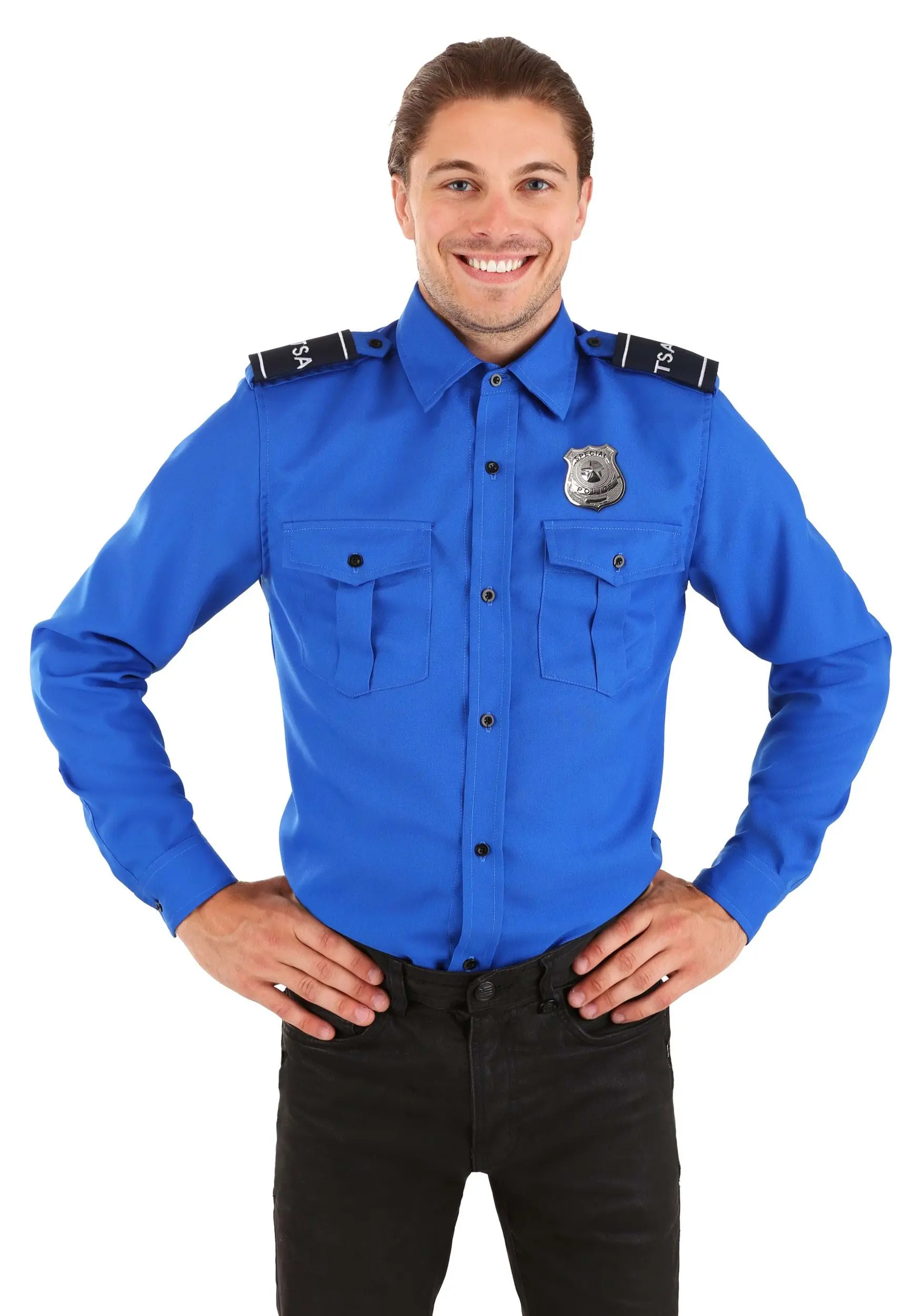 Longsleeve TSA Agent Blue Costume Shirt 5 Longsleeve TSA Agent Blue Costume Shirt - Image 3