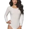 Long Sleeve Women's White Bodysuit Costume -Costumes Sales Store womens long sleeve white bodysuit