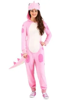 Pink Dinosaur Onesie For Women -Costumes Sales Store womens pink dinosaur onesie alt 1