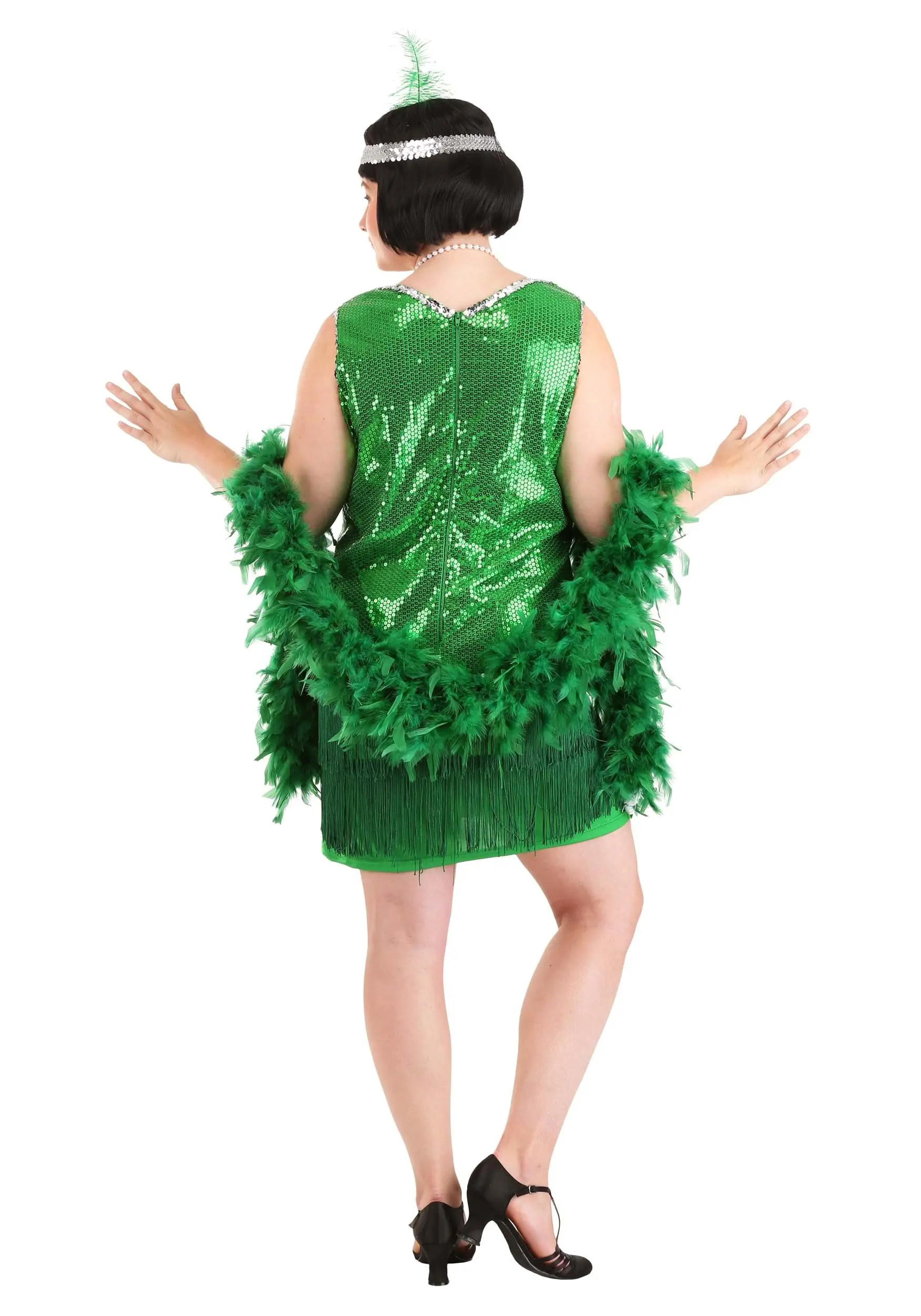 Women's Plus Size Emerald Flapper Exclusive Halloween Costume 4 Women's Plus Size Emerald Flapper Exclusive Halloween Costume - Image 2