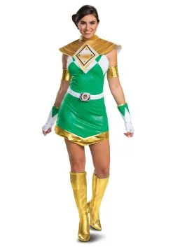 Women's Power Rangers Deluxe Green Ranger Costume -Costumes Sales Store womens power rangers deluxe green ranger costume alt 1
