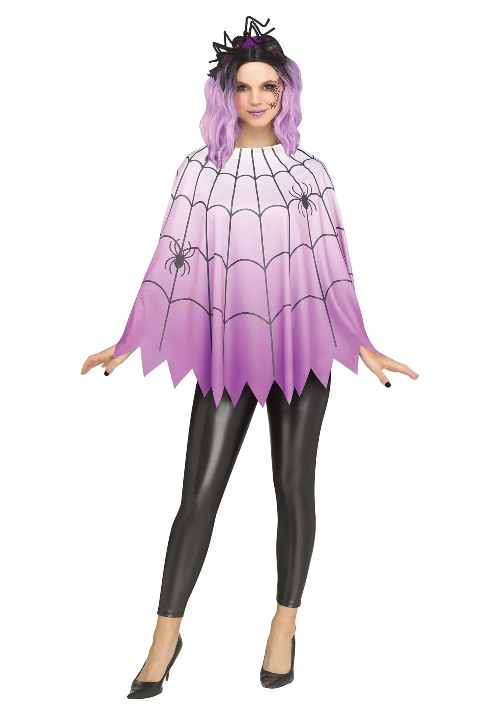 Purple Ombre Spider Web Women's Poncho 3 Purple Ombre Spider Web Women's Poncho