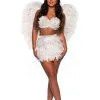 Angel Feather Skirt And Top Costume For Women -Costumes Sales Store womens sexy angel feather skirt and top costume