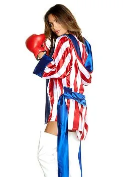 Women's Sexy Get 'Em Champ Boxer Costume -Costumes Sales Store womens sexy get em champ boxer costume back