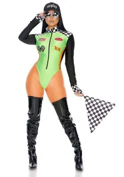 Sexy Green Racecar Driver Costume For Women 11 Sexy Green Racecar Driver Costume For Women -Costumes Sales Store womens sexy green racecar driver costume alt 1