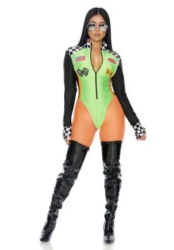 Sexy Green Racecar Driver Costume For Women 13 Sexy Green Racecar Driver Costume For Women -Costumes Sales Store womens sexy green racecar driver costume alt 2