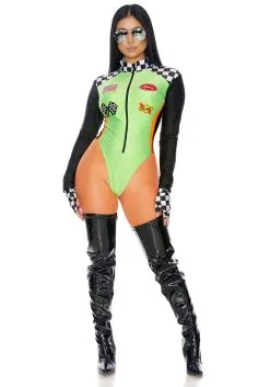 Sexy Green Racecar Driver Costume For Women 12 Sexy Green Racecar Driver Costume For Women -Costumes Sales Store womens sexy green racecar driver costume alt 4