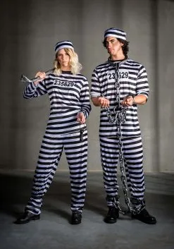 Women's Striped Prisoner Costume -Costumes Sales Store womens vintage striped prisoner costume alt 5