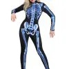 X-Ray Skeleton Jumpsuit Costume For Women